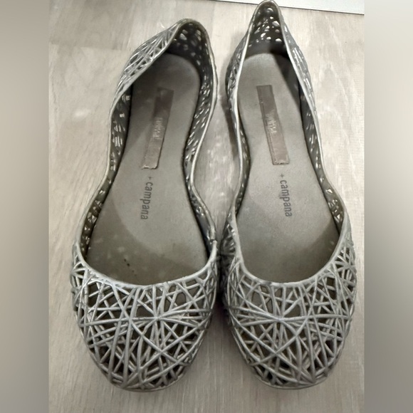 MINI MELISSA 31514 CAMPANA ZIG ZAG IV INF SILVER LITTLE KIDS SLIP ON Sz 2 - Picture 1 of 5